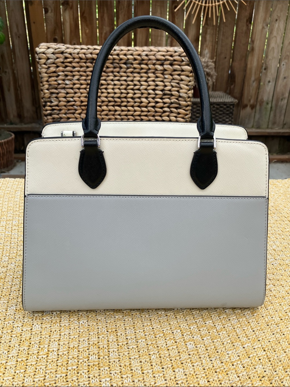 NWOT Kate Spade Madison Satchel Light Platinum Gray & Cream Colorblock + Wallet - Picture 5 of 15